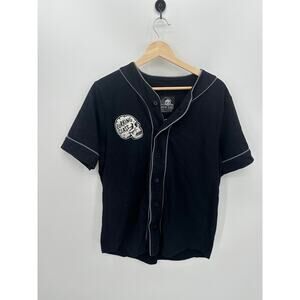 Lurking Class Baseball Jersey Men Medium Skull Button Front Lightweight Grunge